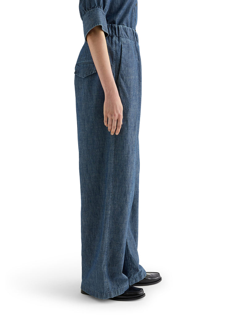 Jil Sander Women Wide Leg Trousers In Lightweight Cotton Chambray JIL SANDER