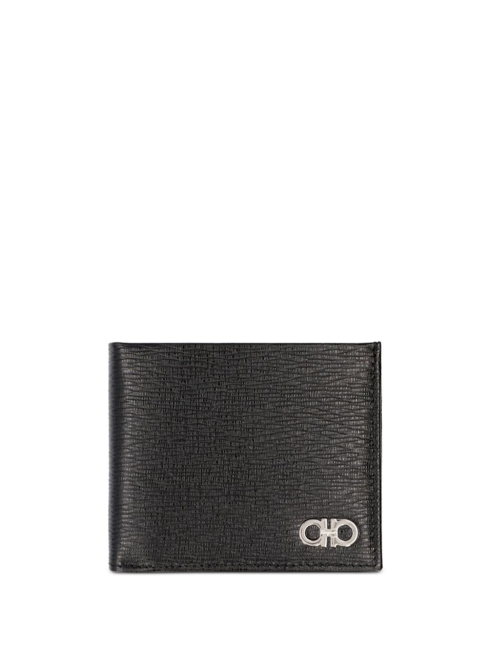 Ferragamo Men Hammered Leather Metal Gancini Bi-Fold Wallet FERRAGAMO