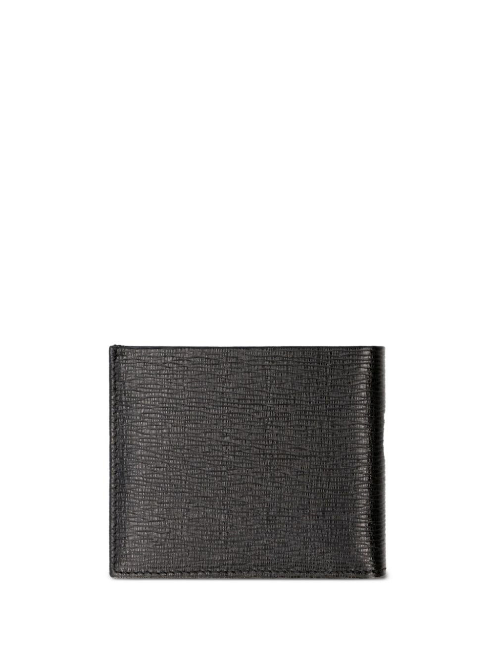 Ferragamo Men Hammered Leather Metal Gancini Bi-Fold Wallet FERRAGAMO