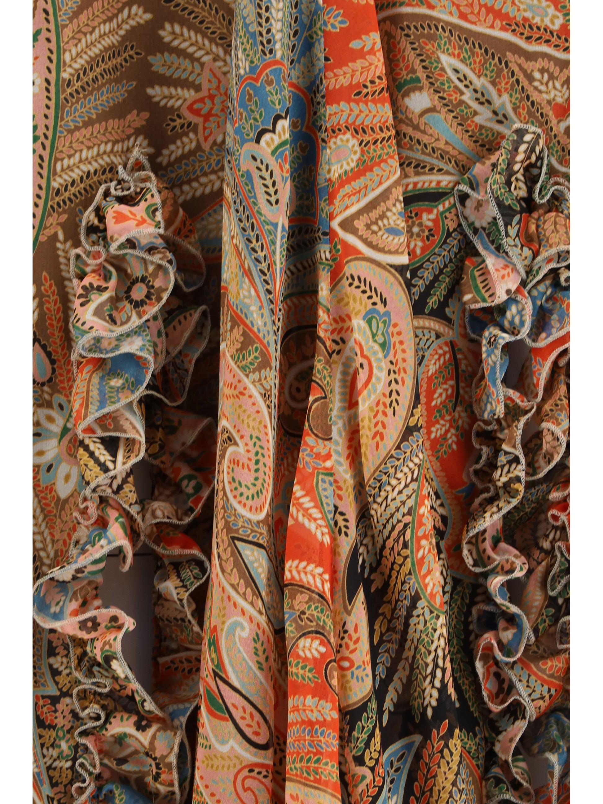Etro Women Silk Long Skirt With Flounce And Paisley Motif ETRO