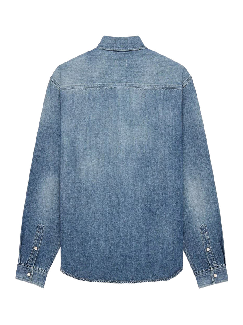 Saint Laurent Men Cassandre Shirt In Denim SAINT LAURENT