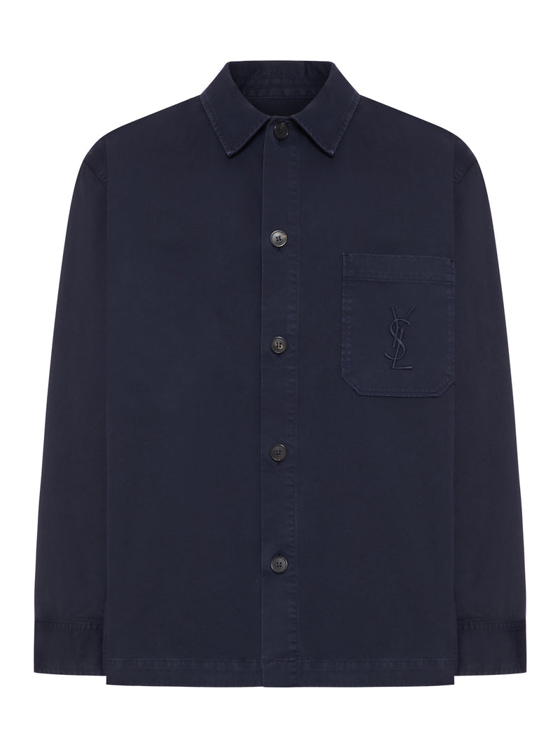 Saint Laurent Men Cassandre Overshirt In Cotton And Linen Gabardine SAINT LAURENT