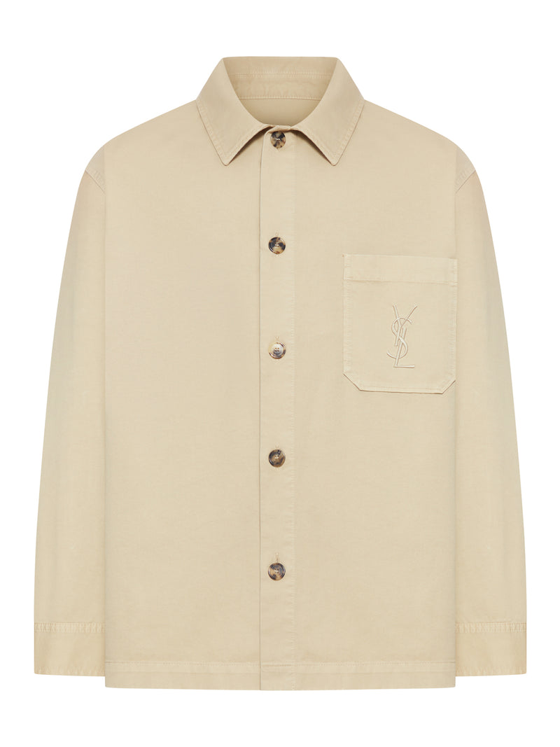 Saint Laurent Men Cassandre Overshirt In Cotton And Linen Gabardine SAINT LAURENT