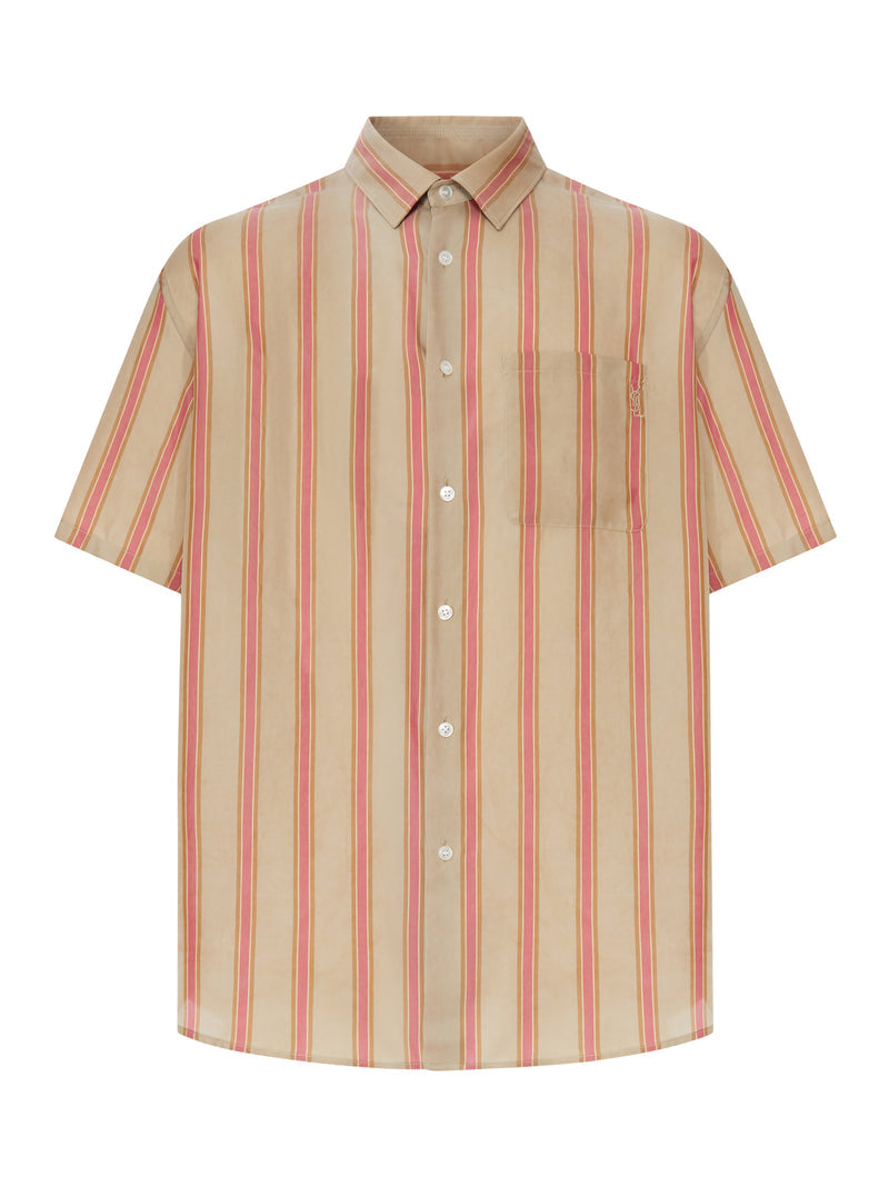 Saint Laurent Men Striped Cupro Twill Chemise SAINT LAURENT