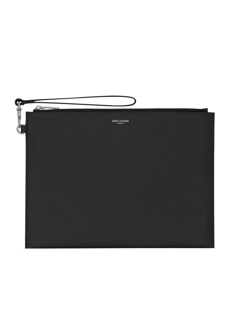Saint Laurent Men Grain De Poudre Embossed Leather Tablet Holder With Zip SAINT LAURENT