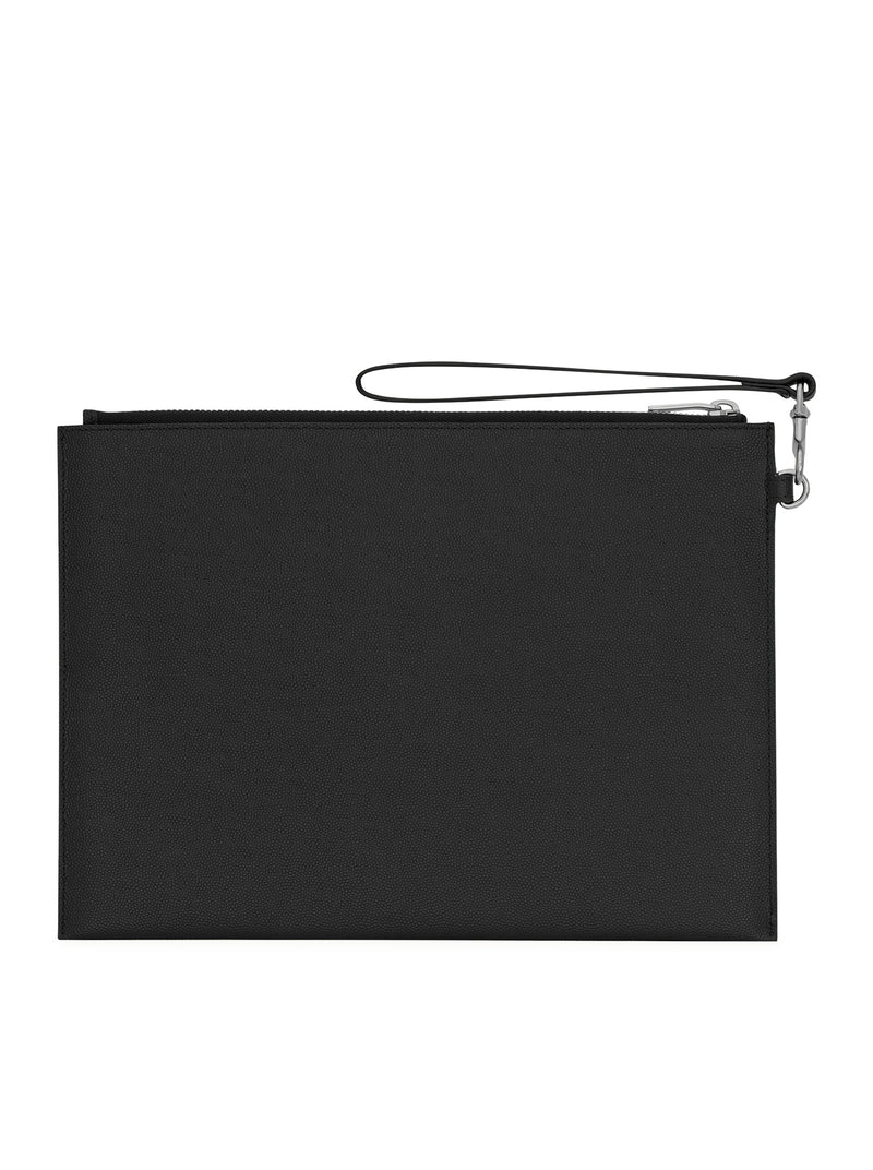 Saint Laurent Men Grain De Poudre Embossed Leather Tablet Holder With Zip SAINT LAURENT
