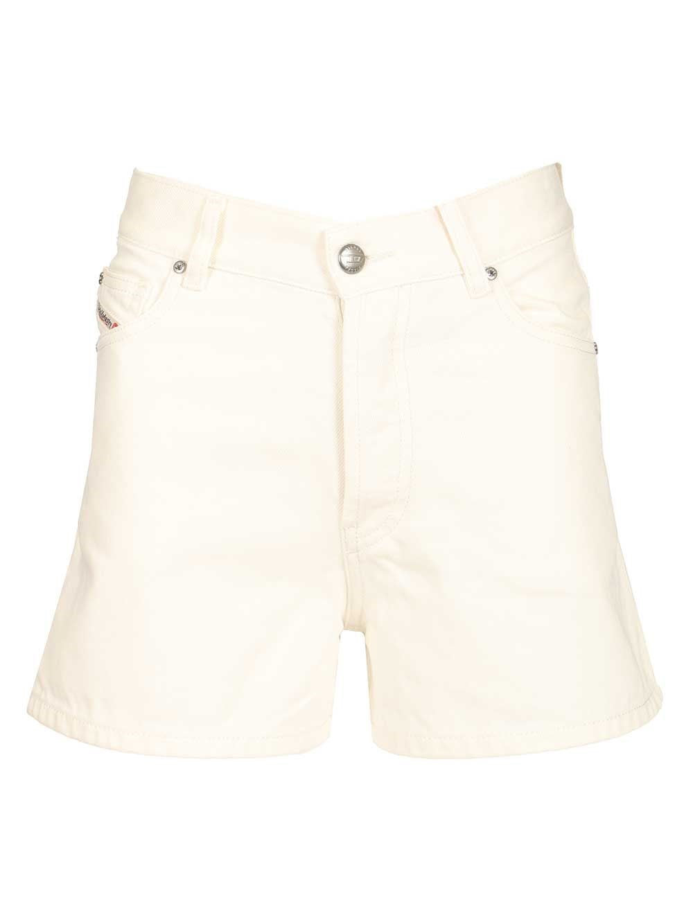 Diesel Women White Cotton Denim Shorts DIESEL