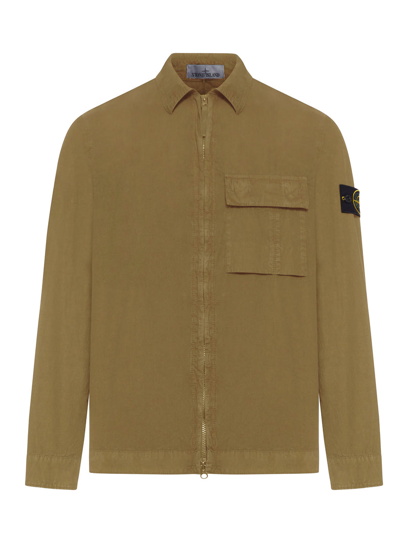 Stone Island Men Organic Cotton Zip-Up Overshirt With Removable Badge STONE ISLAND