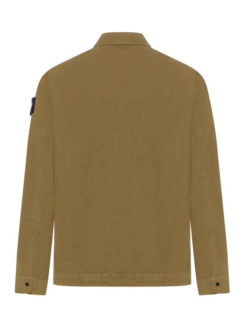 Stone Island Men Organic Cotton Zip-Up Overshirt With Removable Badge STONE ISLAND