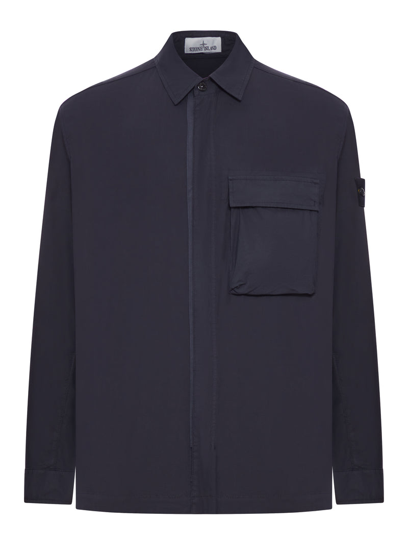 Stone Island Men Stretch Cotton Canvas Overshirt With Flap Pocket On The Chest STONE ISLAND