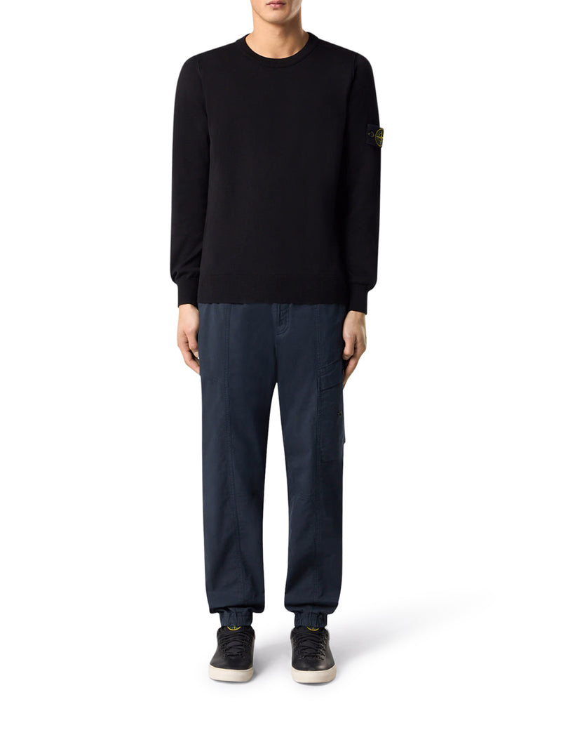 Stone Island Men Stone Island Crew Neck Sweater With Badge Black STONE ISLAND