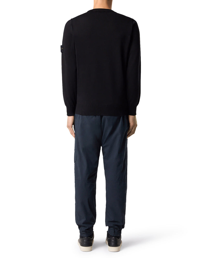 Stone Island Men Stone Island Crew Neck Sweater With Badge Black STONE ISLAND