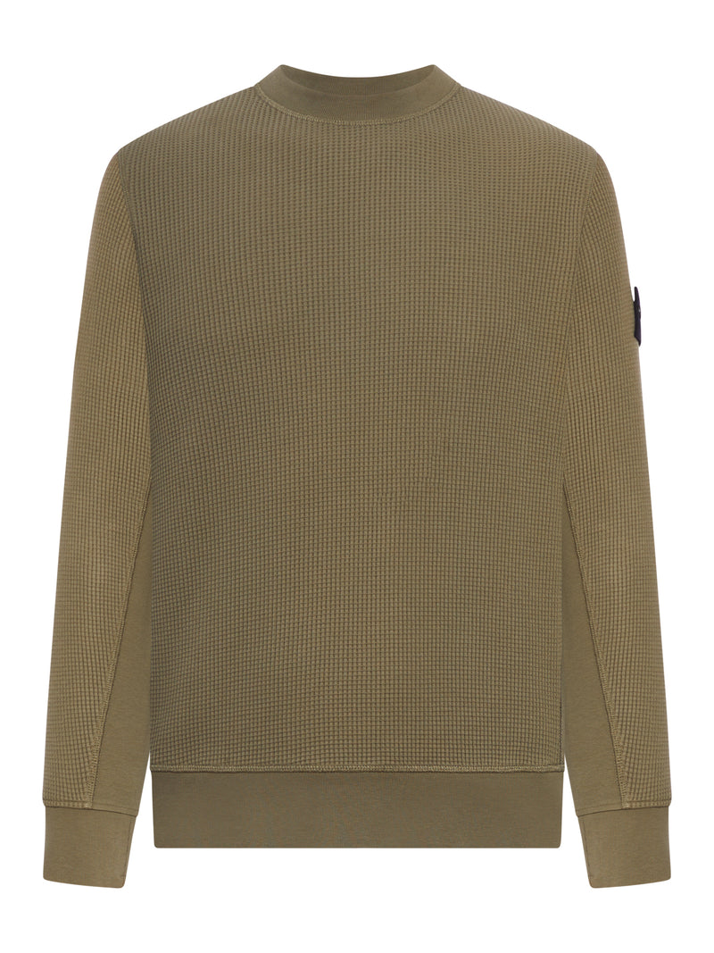 Stone Island Men Crew Neck Sweatshirt In Organic Cotton With Honeycomb Workmanship STONE ISLAND