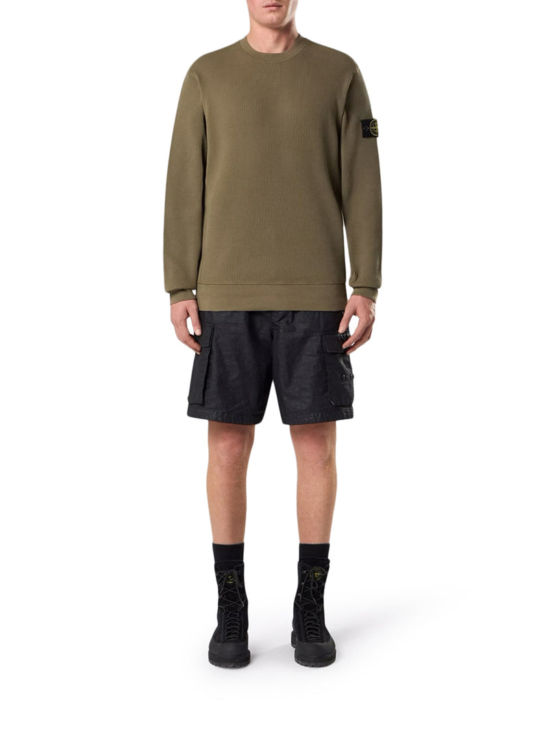Stone Island Men Crew Neck Sweatshirt In Organic Cotton With Honeycomb Workmanship STONE ISLAND