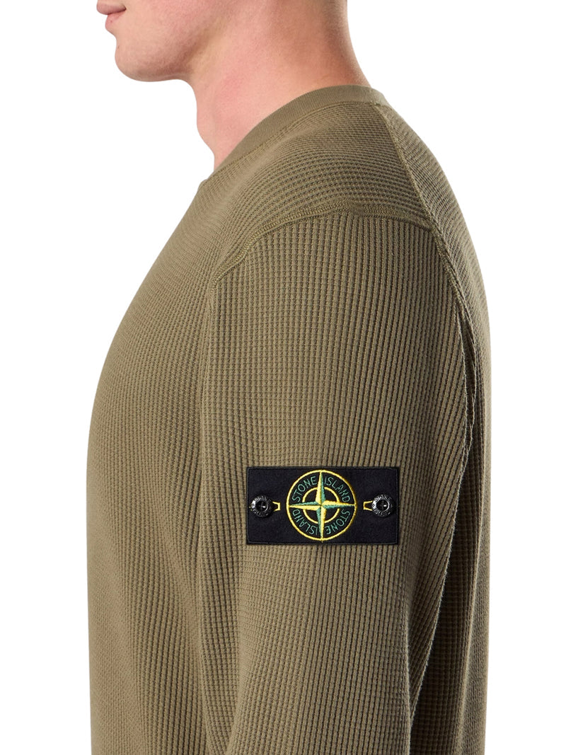 Stone Island Men Crew Neck Sweatshirt In Organic Cotton With Honeycomb Workmanship STONE ISLAND