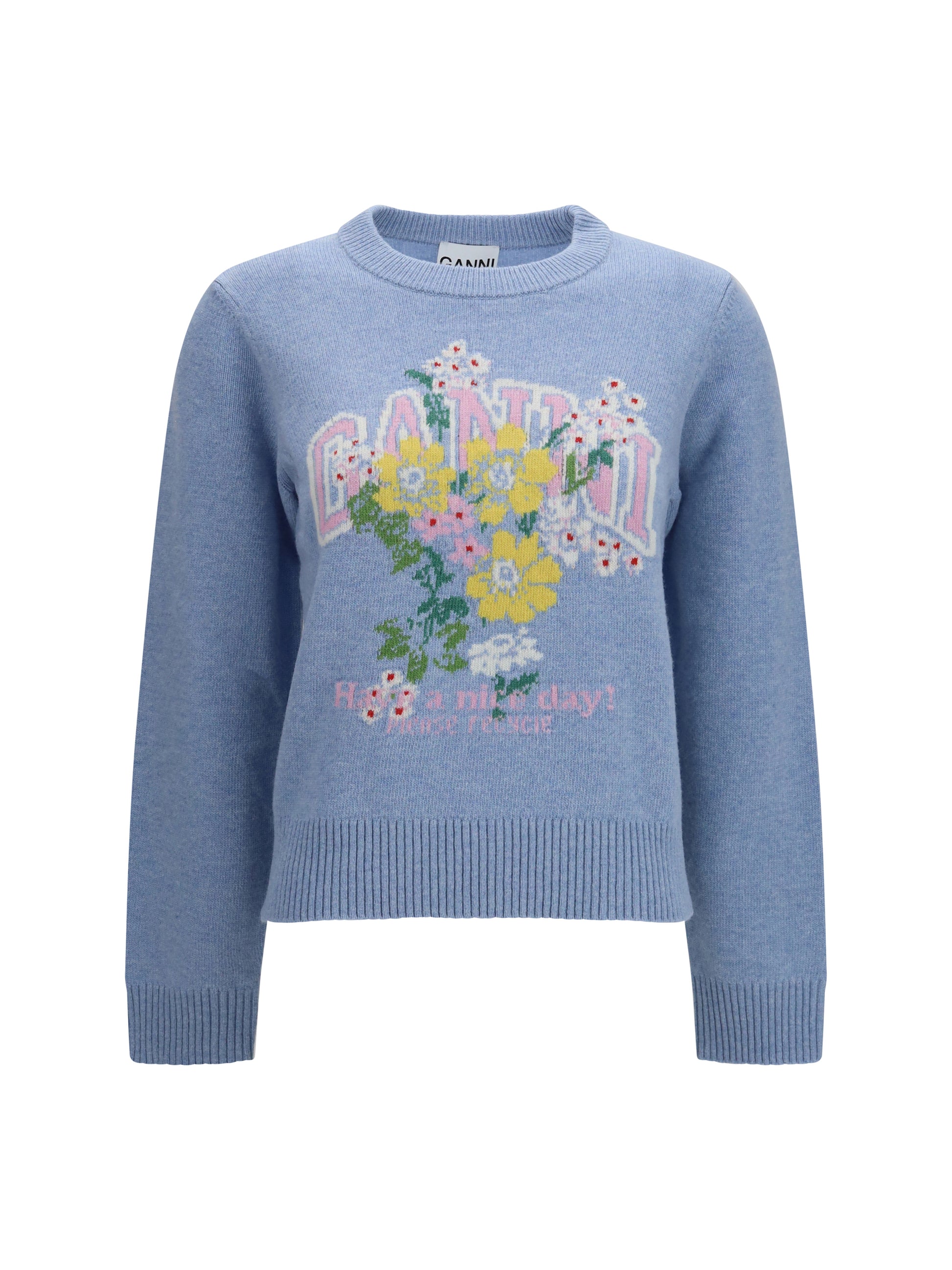 Ganni Women Flowers Wool Sweater GANNI