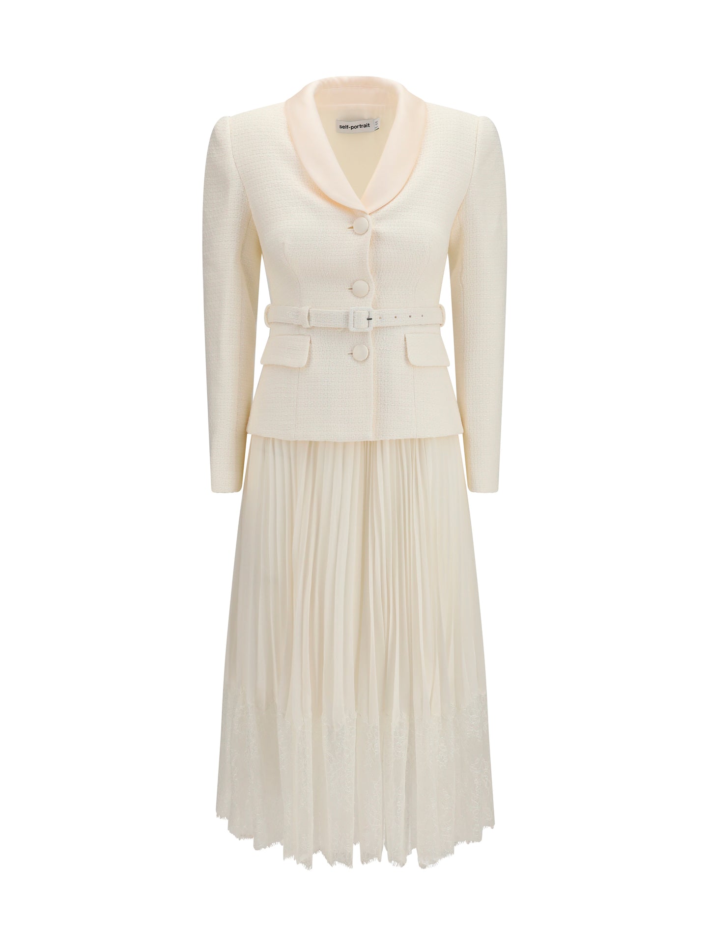 Self-Portrait Women Bouclé Midi Dress With Shawl Collar SELF-PORTRAIT