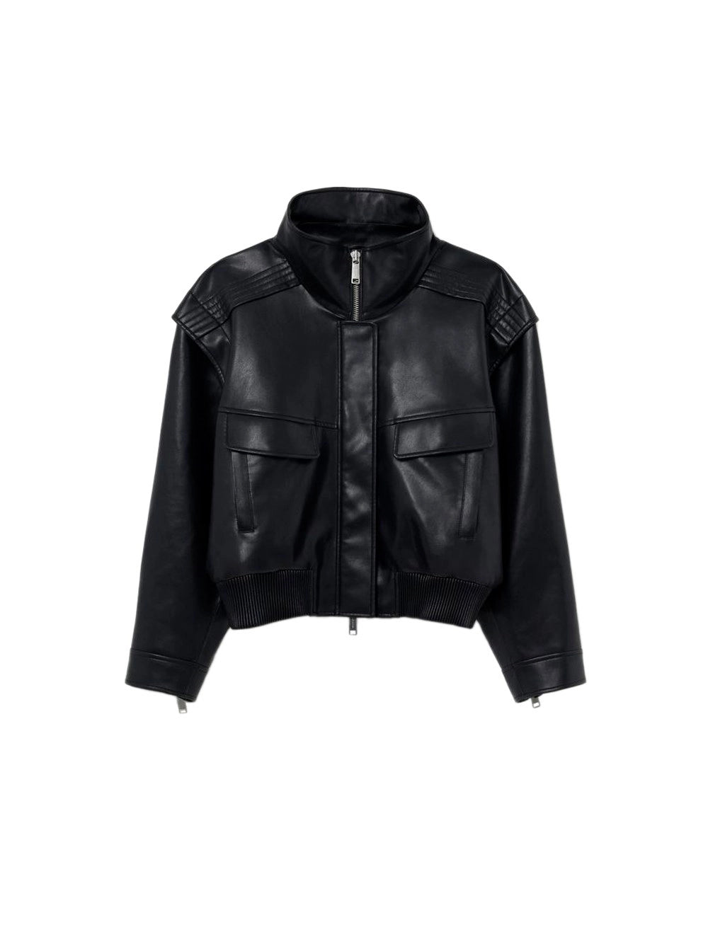 Self-Portrait Women Faux Leather Bomber Jacket SELF-PORTRAIT