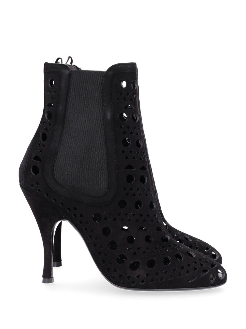 Alaïa Women Vienne Perforated Suede Ankle Boots ALAIA