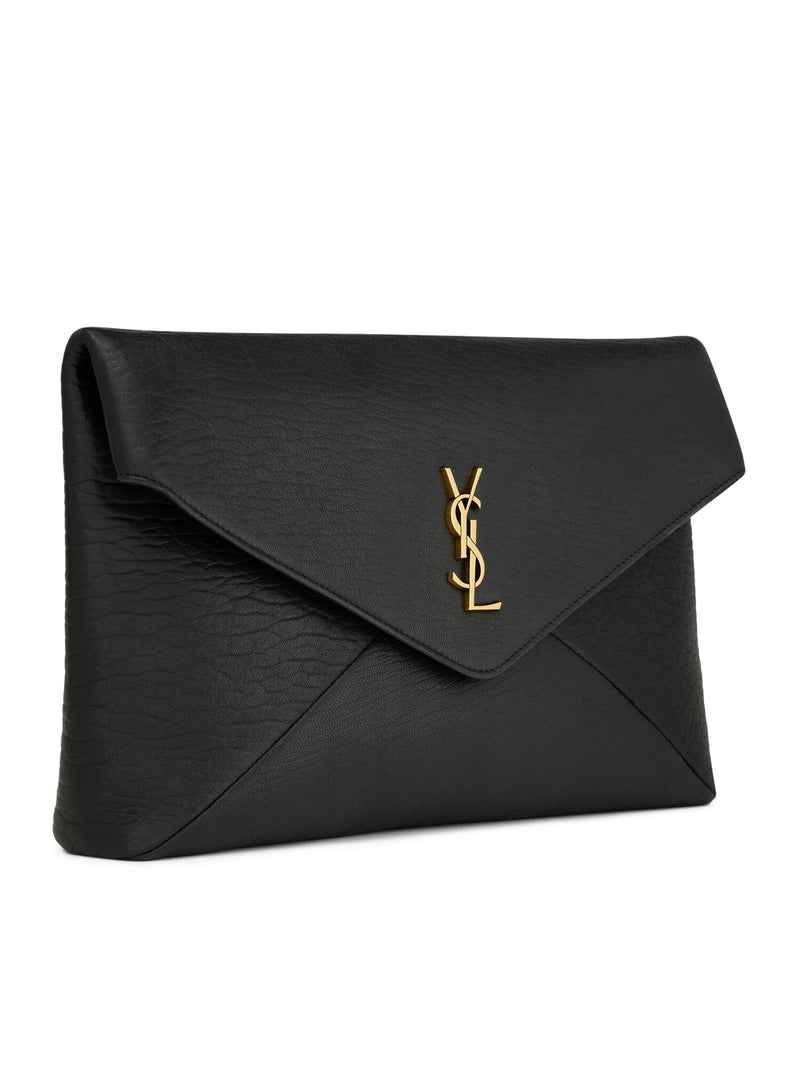 Saint Laurent Women Cassandre Large Lambskin Envelope Pouch SAINT LAURENT