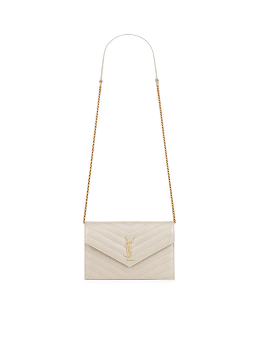 Saint Laurent Women Classic Cassandre Chain Envelope Clutch In Grain De Poudre Leather