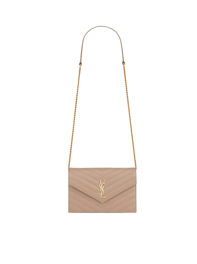Saint Laurent Women Classic Cassandre Chain Envelope Clutch In Grain De Poudre Leather SAINT LAURENT