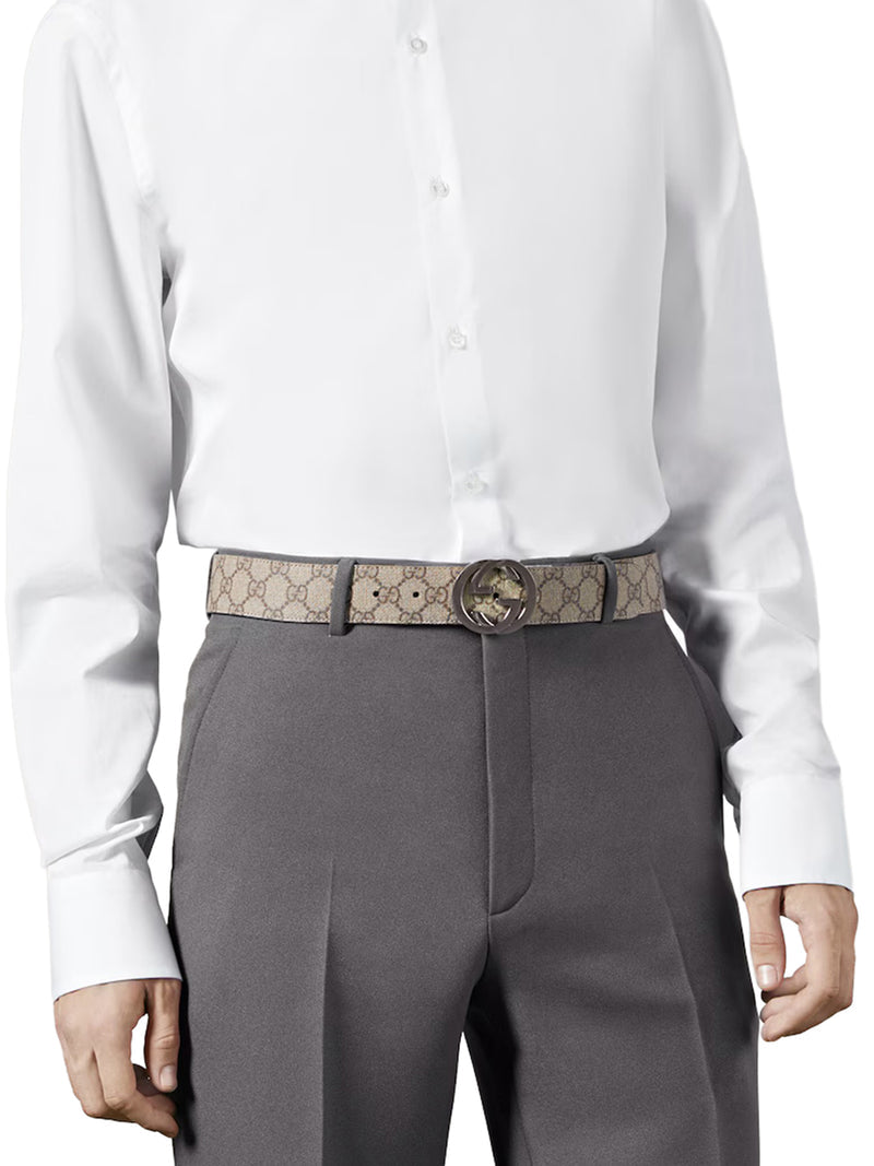 Gucci Men Reversible Belt With Gg Cross Buckle GUCCI