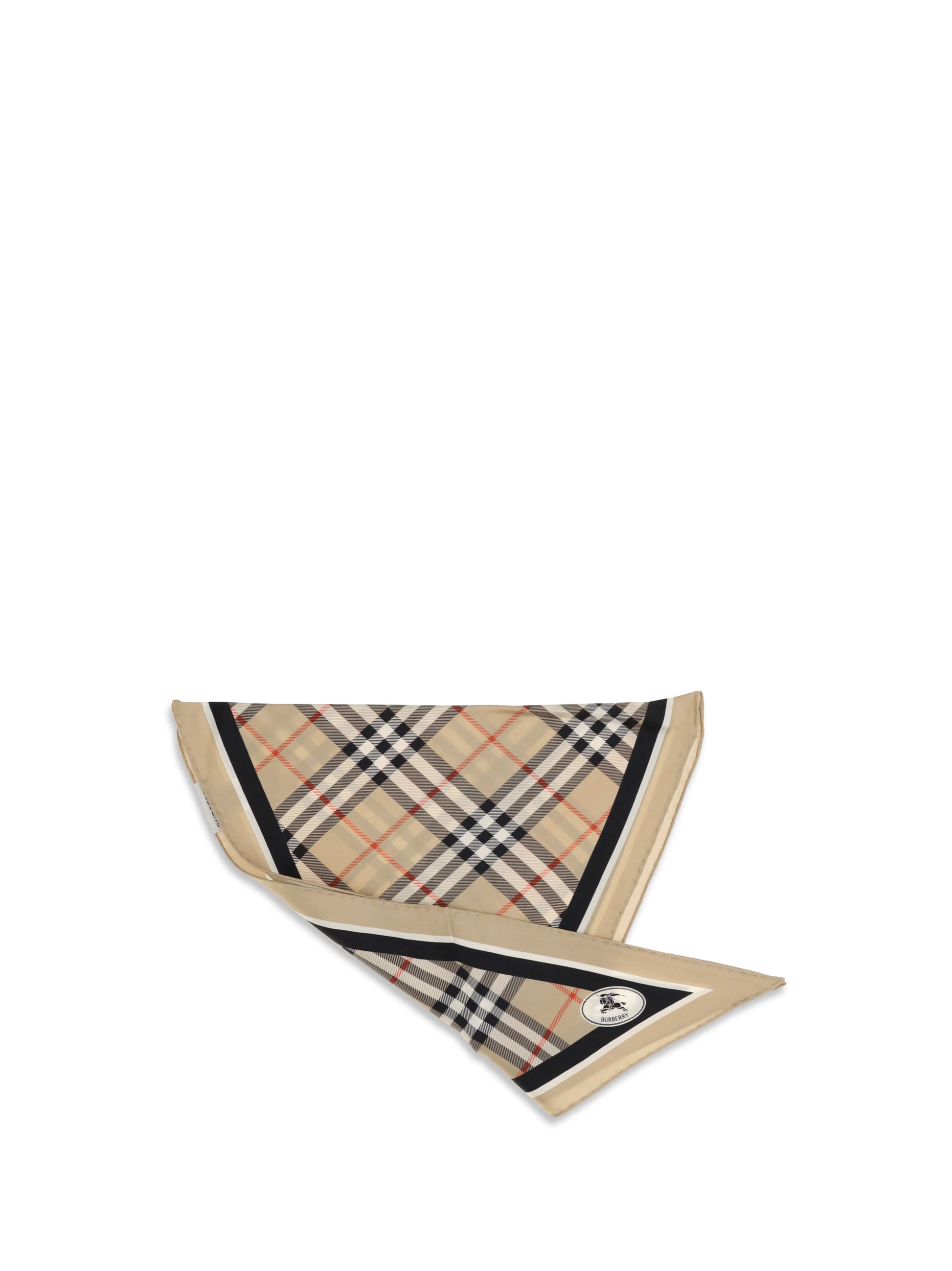 Burberry Women Check Silk Scarf With Knight Stamp BURBERRY