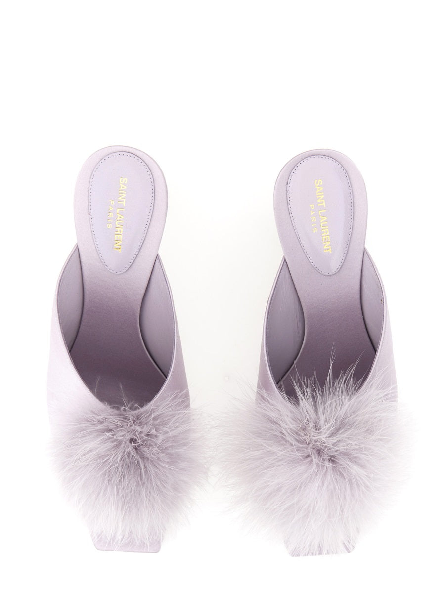 Saint Laurent Women Mule Mae In Satin Crepe SAINT LAURENT