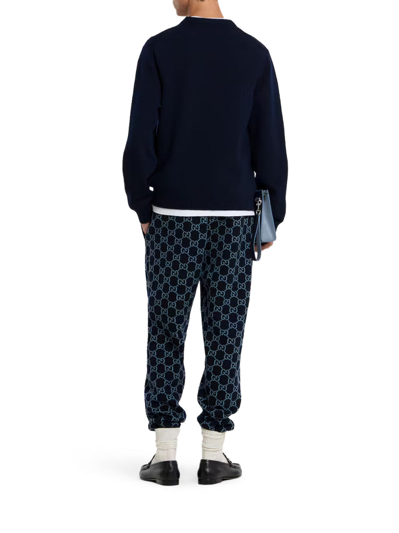 Gucci Men Wool Sweater With Contrasting Front Gucci Logo GUCCI