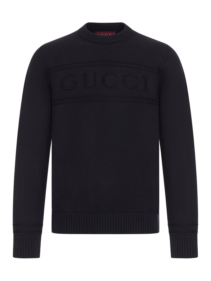 Gucci Men Cotton Knitted Sweater With Intarsia GUCCI