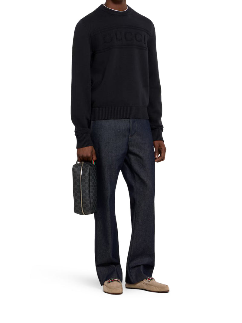 Gucci Men Cotton Knitted Sweater With Intarsia GUCCI