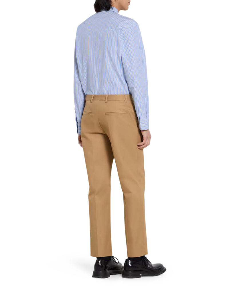 Gucci Men Striped Cotton Poplin Shirt With Gucci Logo GUCCI
