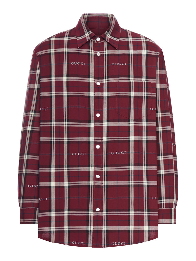 Gucci Men Jacquard Cotton Tartan Shirt GUCCI