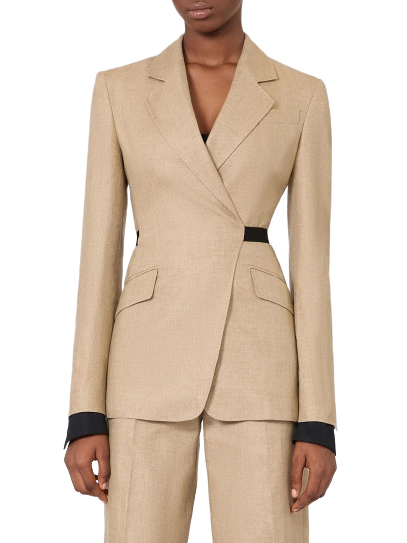 Max Mara Women Double-Breasted Blazer In Pure Linen Natté MAX MARA