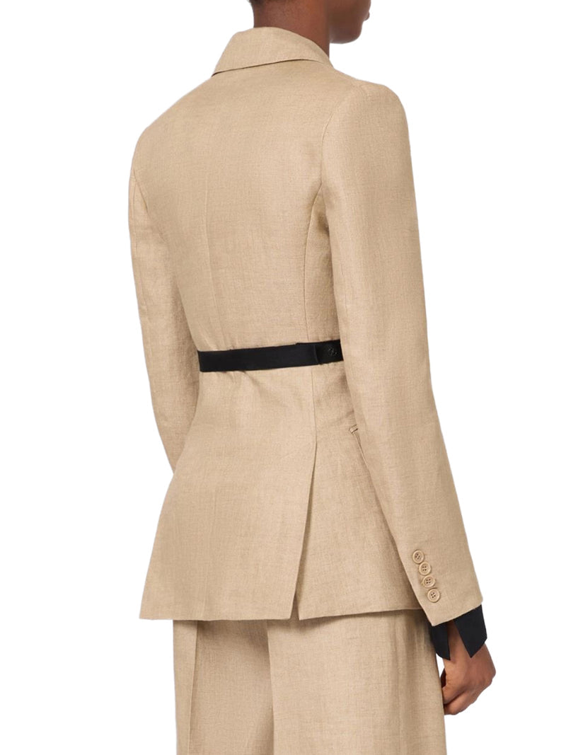 Max Mara Women Double-Breasted Blazer In Pure Linen Natté MAX MARA