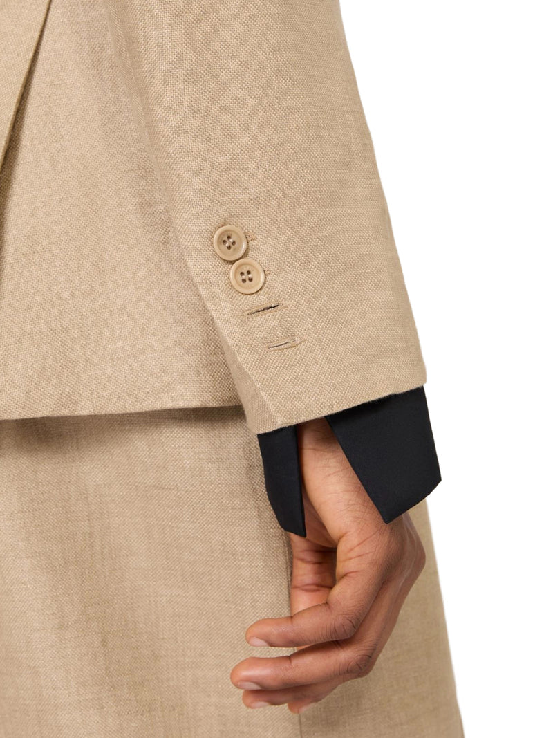 Max Mara Women Double-Breasted Blazer In Pure Linen Natté MAX MARA