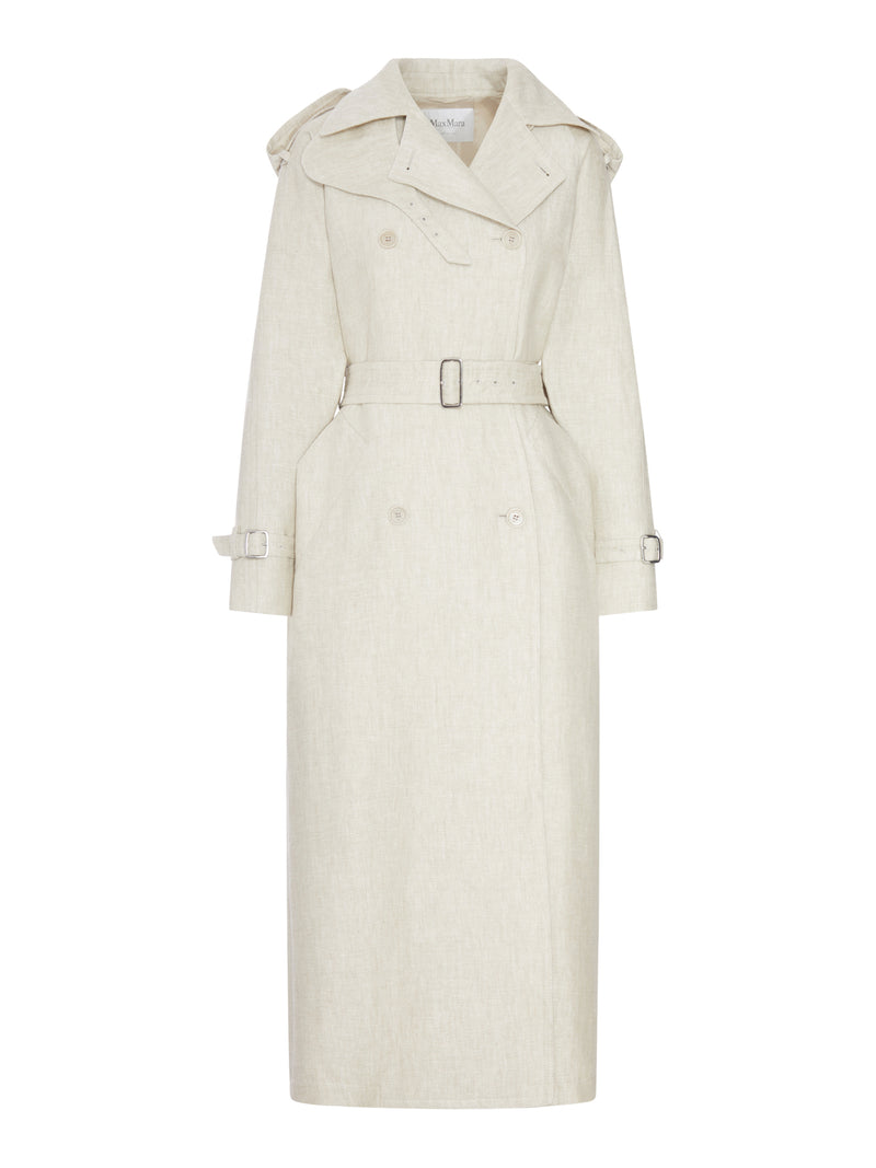 Max Mara Women Double-Breasted Duster Coat In Pure Linen Drill MAX MARA