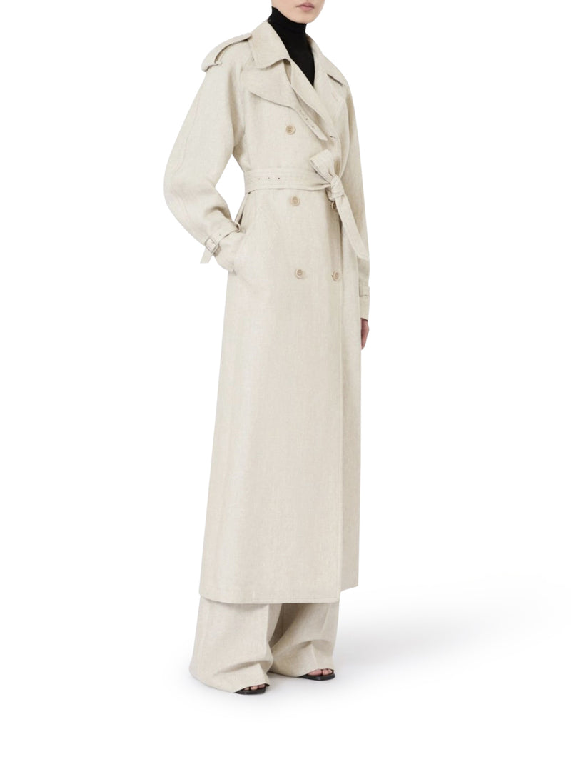 Max Mara Women Double-Breasted Duster Coat In Pure Linen Drill MAX MARA