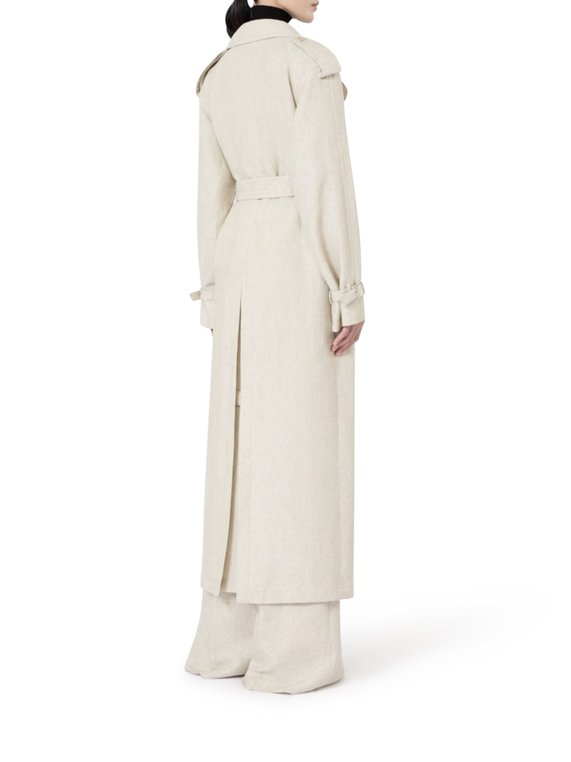 Max Mara Women Double-Breasted Duster Coat In Pure Linen Drill MAX MARA