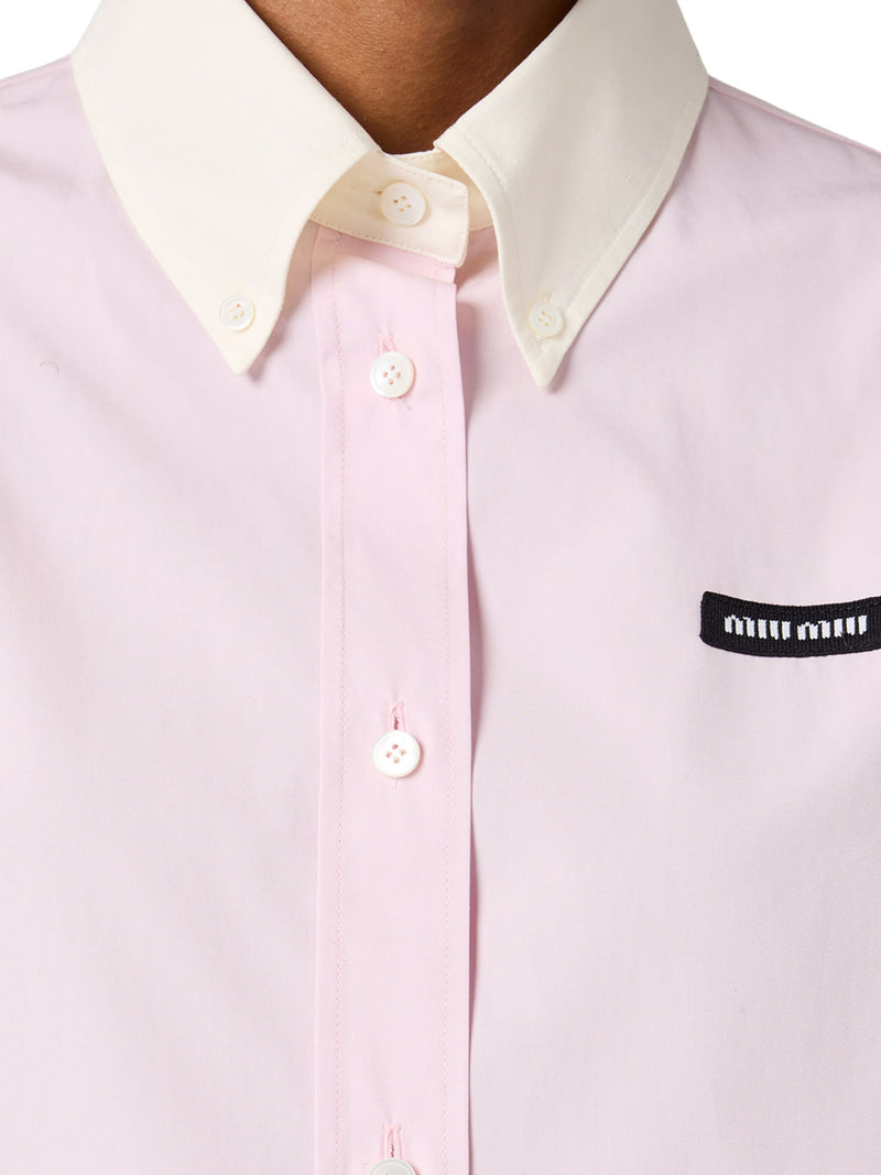 Miu Miu Women Cotton Poplin Shirt With Logo Patch MIU MIU