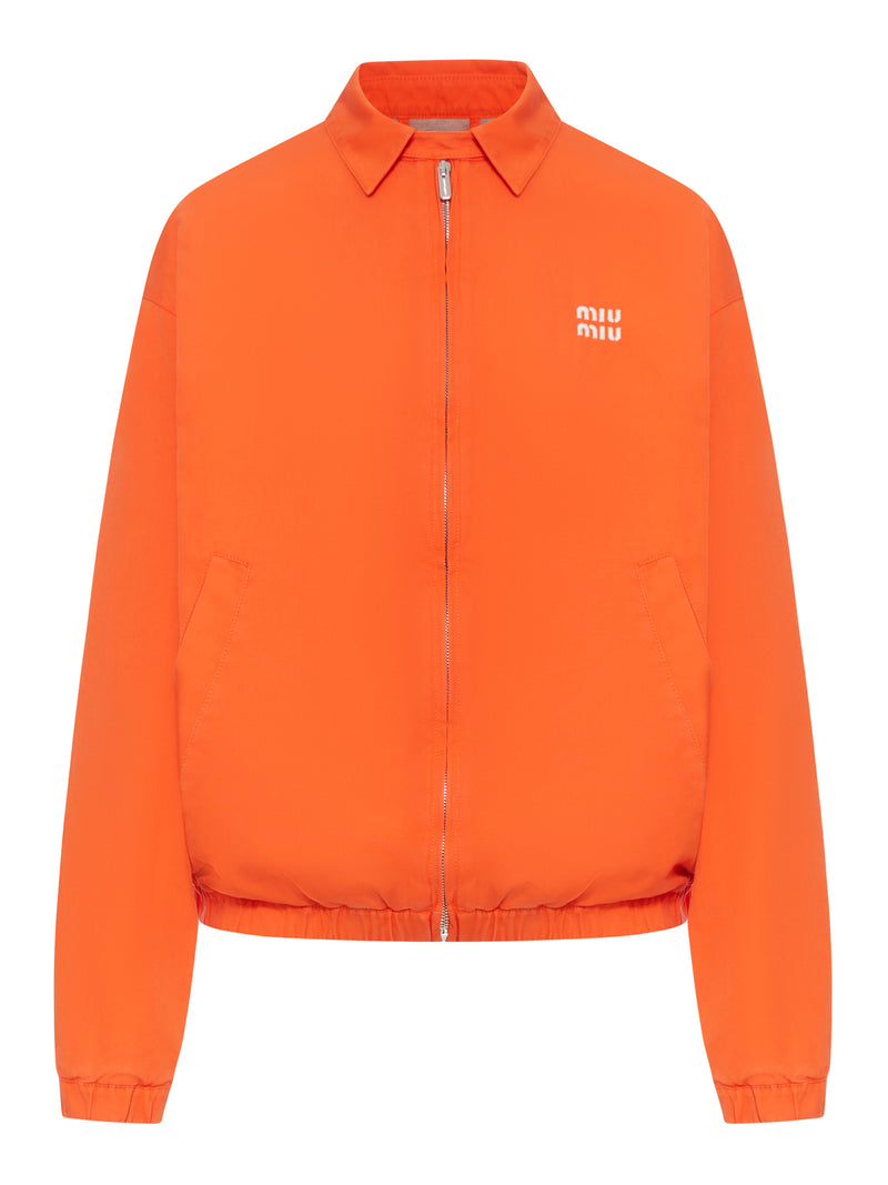 Miu Miu Women Cotton Poplin Bomber Jacket With Logo MIU MIU