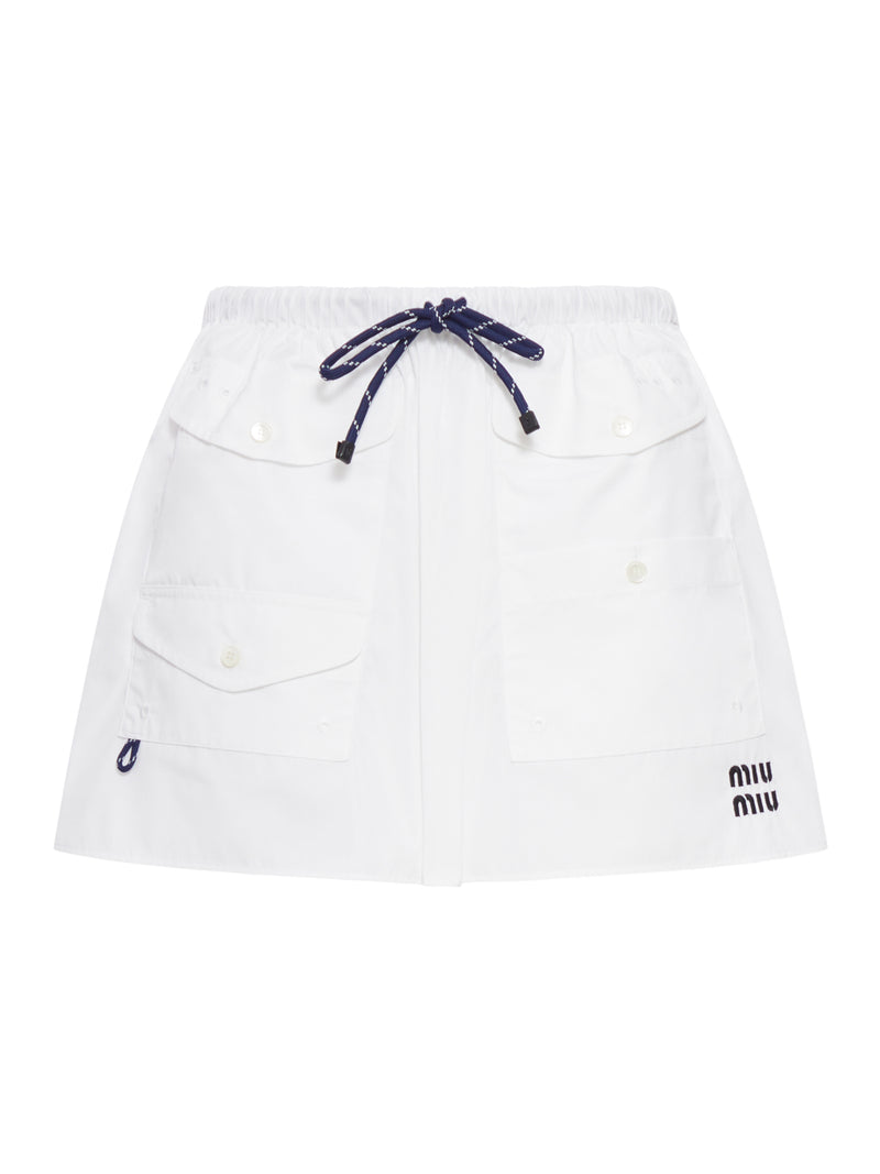 Miu Miu Women Cotton Poplin Mini Skirt With Logo MIU MIU