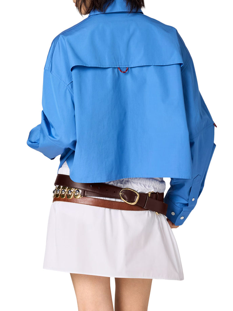 Miu Miu Women Cotton Poplin Mini Skirt With Logo MIU MIU
