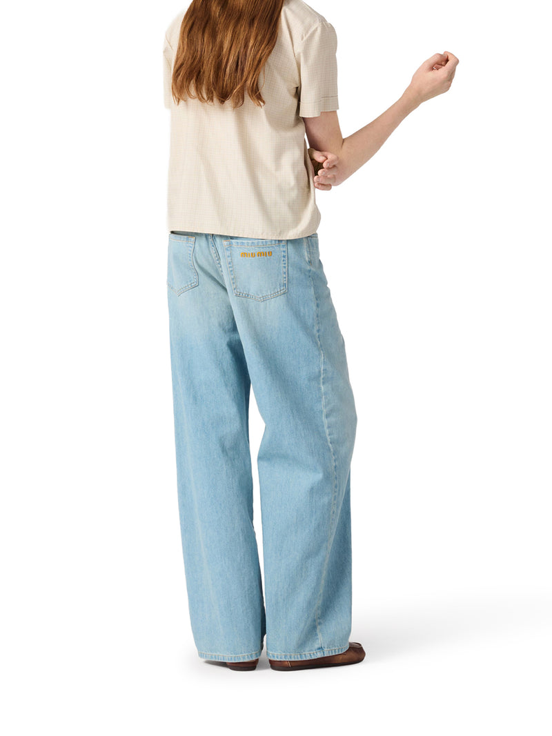Miu Miu Women Straight Leg Jeans In Cotton Denim MIU MIU