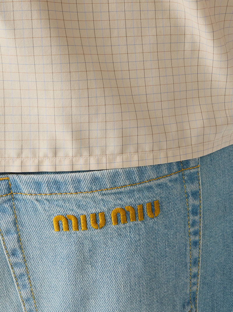 Miu Miu Women Straight Leg Jeans In Cotton Denim MIU MIU