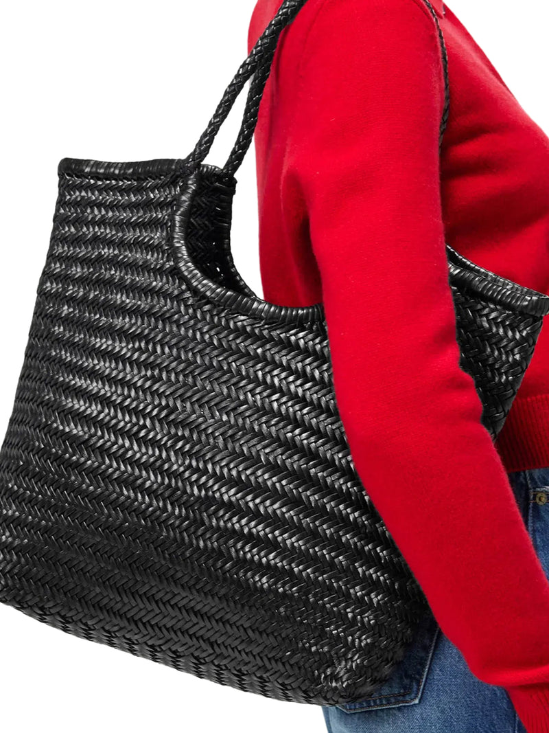Dragon Diffusion Women Ns Diagonal Black Leather Tote Bag DRAGON DIFFUSION