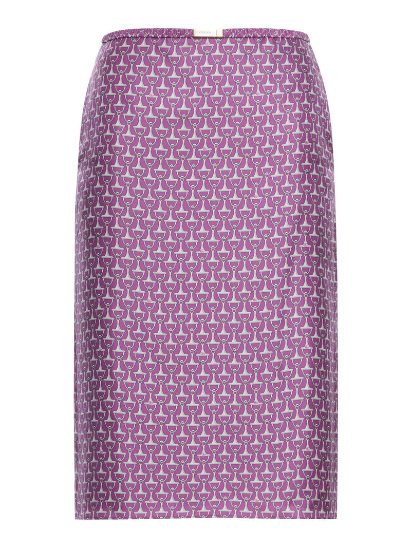 Gucci Women Silk Horse-Print Midi Skirt GUCCI