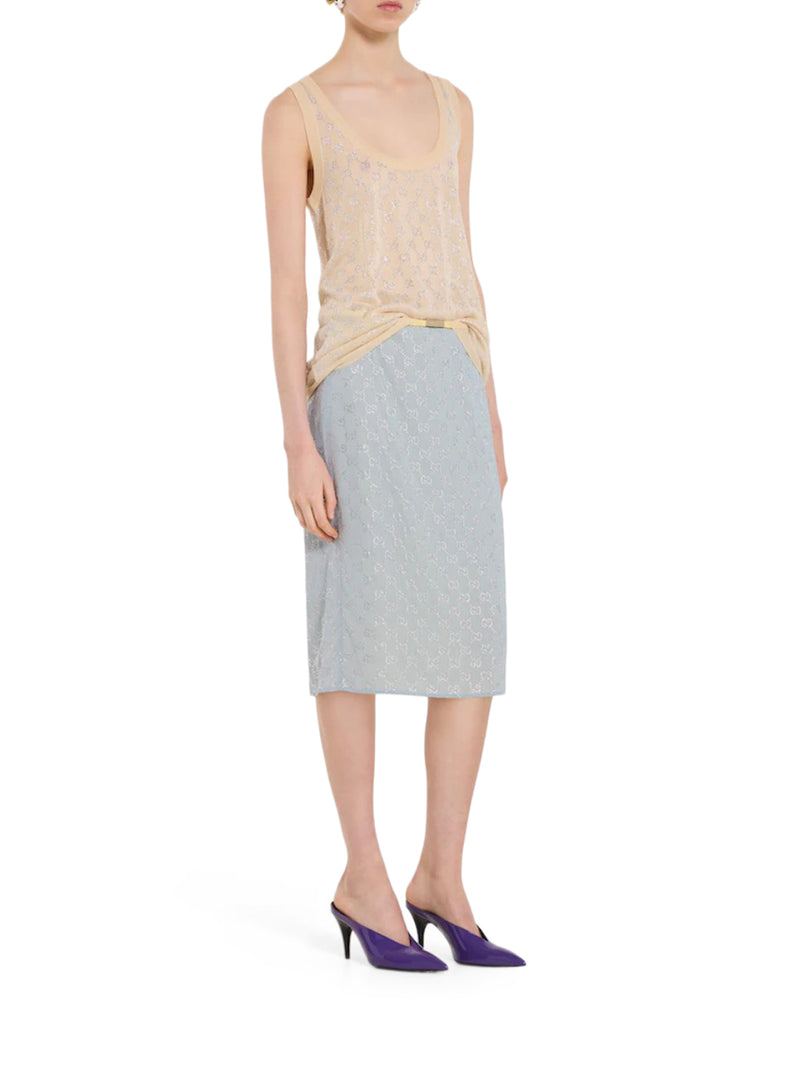 Gucci Women Silk Top With All-Over "Gg" Pattern GUCCI