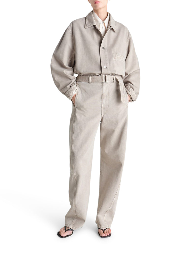 Lemaire Men Twisted Cotton Twill Trousers With Belt LEMAIRE